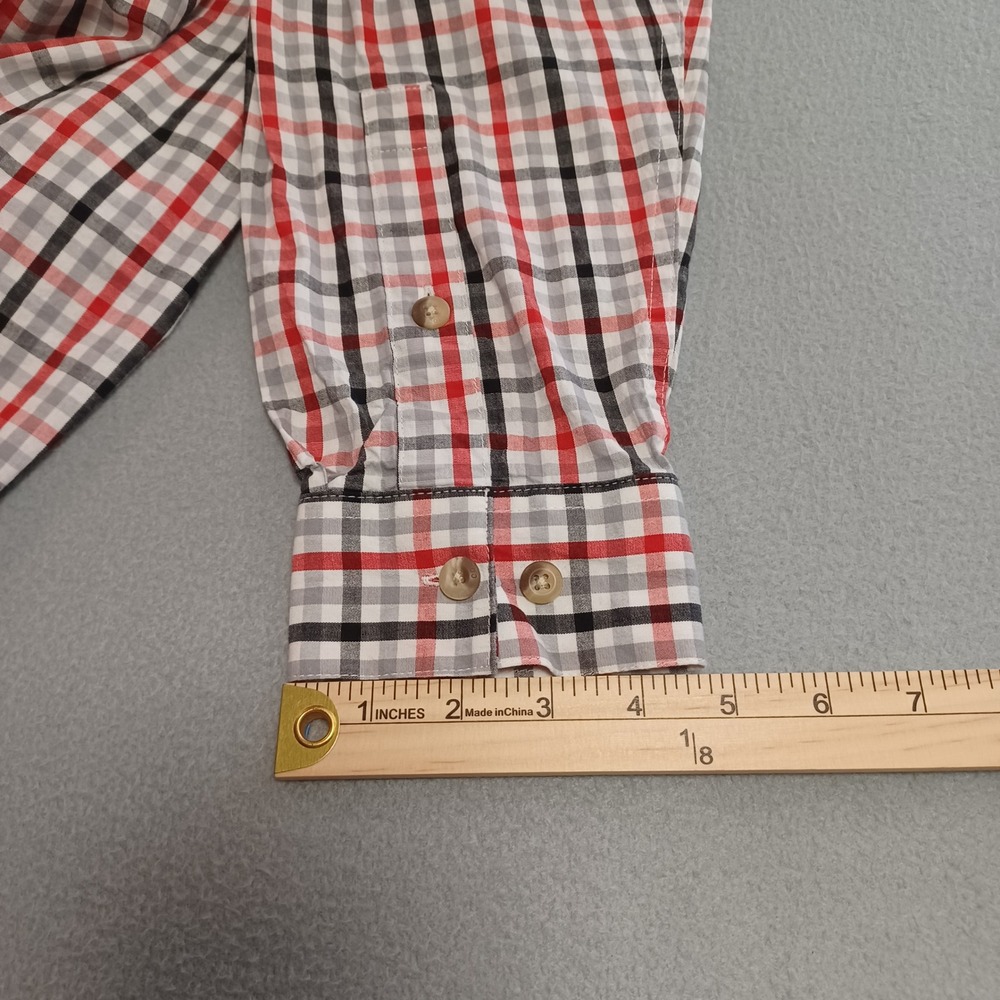 Columbia Mens XL Plaid Button Down Shirt Red Black Grey AM7968 Cotton Stretch - Picture 8 of 12